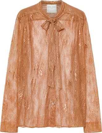 Forte_Forte Lace Floral High-Neck Bow Blouse
