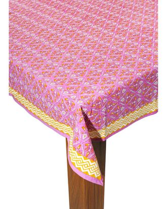 Tiramisu Orchid Luxe Block Print Cotton Tablecloth