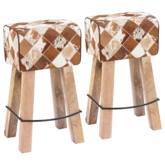 vidaXL Sgabello Da Bar 2 Pz Marrone Patchwork 44 X 33 X 74 Cm Vidaxl
