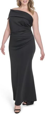 Eliza J One-Shoulder Ruched Gown in Black at Nordstrom, Size 14W