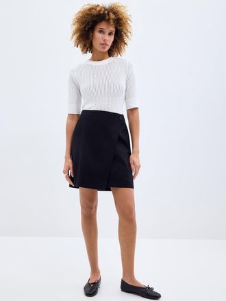 Contemporaine Womens Crossover linen-cotton miniskirt
