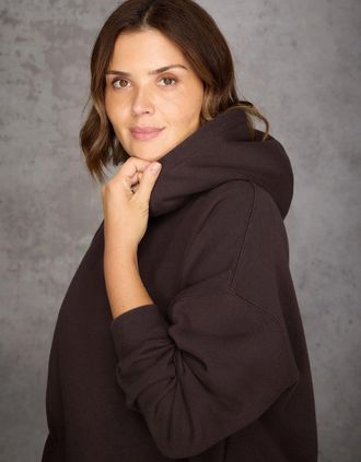 Live Unlimited London Womens Chocolate Brown Relaxed Hooded Sweatshirt - Size: 22