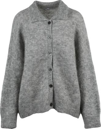 Aspesi Light Grey Textured Knit Oversized Cardigan