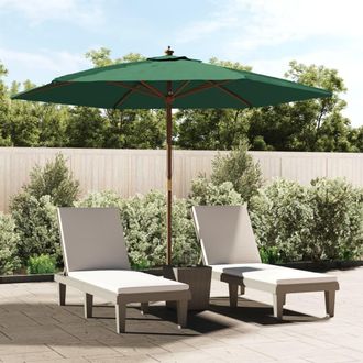 Berkfield Home Garden Parasol with Wooden Pole Green 299x240 cm