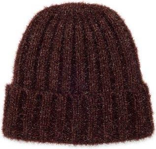 BCBGeneration Metallic Knit Beanie in Chocolate at Nordstrom Rack