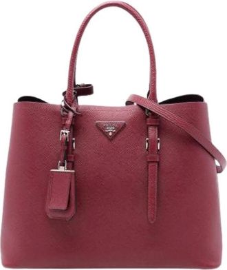 Prada Pre-owned Tote Bags, female, Red, Size: ONE SIZE Pre-owned Vintage Saffiano Satchel