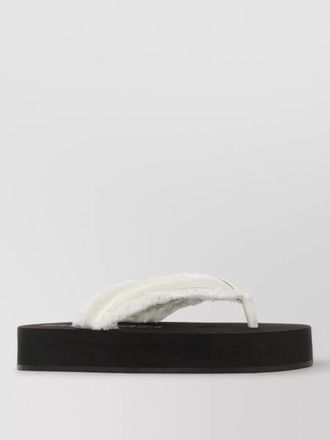 Balenciaga jet leg satin thong sandals faux fur