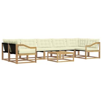 vidaXL Conjunto De Sof&aacute;s De Exterior 8 Pcs Blanco Y Crema Vidaxl