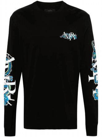 Amiri Mens Lny Dragon Long Sleeve T-Shirt In Black