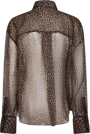 Brunello Cucinelli Womens Shirt Silk Organza With Neck Tie - Chocolate Brown Lyocell