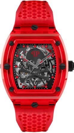 Philipp Plein Automatisch herenhorloge The $keleton Crystal - Heren - Horloges - Rood - ONE Size - Nylon - Accessoires