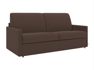 Vente-Unique Sof&aacute; cama italiano 4 plazas de tela CALIFE - Marr&oacute;n - Cama 160 cm - Colch&oacute;n 18 cm