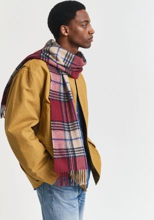 GANT Men Checked Wool Scarf (ONE SIZE) PLUMPED RED