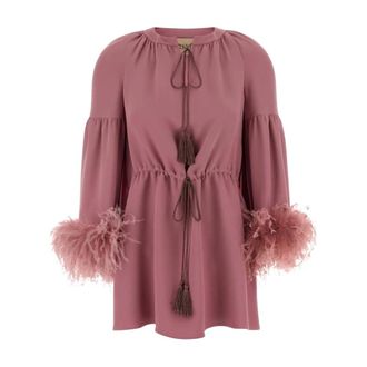 Valentino Garavani Blouses, female, Pink, Size: M Antiqued Crepe Couture Blouse
