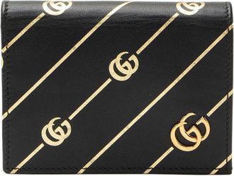 Gucci Black Calfskin Diagonal Gg Card Case (Authentic Pre-Loved)