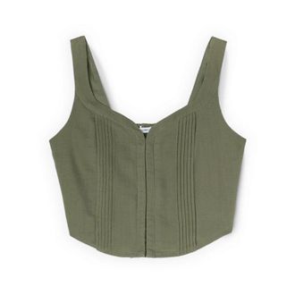 Motivi Bustiertop van Linnen Lyocell Blend - Dames - Tops zonder mouwen - Groen - L - Linnen - Tops