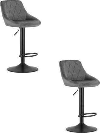 OEM Taburete Kast - Terciopelo Gris / Base Negra X 2