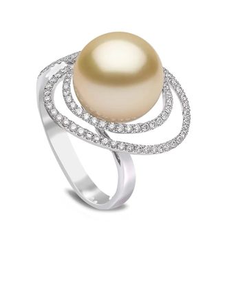 Yoko London 18kt white gold South Sea-pearl and diamond ring - women - 18kt White Gold/Golden South Sea Pearl/Diamond - One Size - Silver