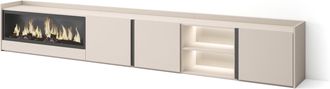 Skraut Home Skraut Home - Mueble Tv, Televisi&oacute;n, Muebles De Sal&oacute;n, Almacenaje, 315x35x50cm, Para Tv Hasta 80, Chimenea El&eacute;ctrica Xxl, Led, Estilo Moderno, Beige