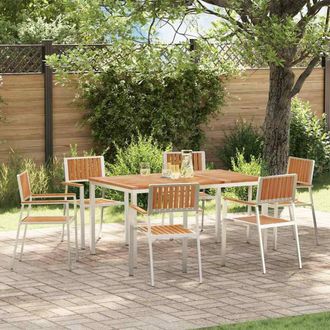 Berkfield Home 7 Piece Garden Dining Set Solid Wood Teak in Brown