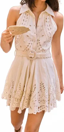 Hemant & Nandita Runa Short Dress With Buckle Belt In White