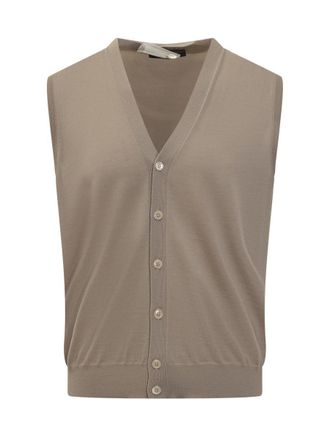 FILIPPO DE LAURENTIIS Filippo De Laurentiis Beige Wool Vest With Buttons
