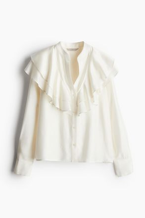 H&M Bluse mit Volants - Cremefarben