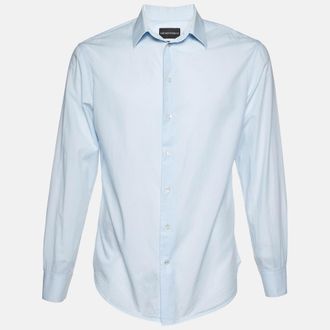 Emporio Armani Blue Patterned Cotton Shirt