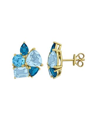 Rina Limor Gold Over Silver 10.92 ct. tw. Blue Topaz - London, Blue Topaz - Sky, Blue Topaz - Swiss Stud Earrings