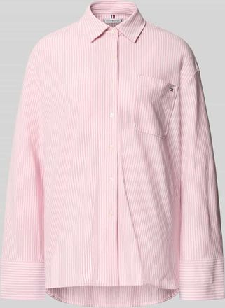 Tommy Hilfiger Oversized Langarmbluse aus Baumwoll-Mix in Rosa, Gr&ouml;&szlig;e XL