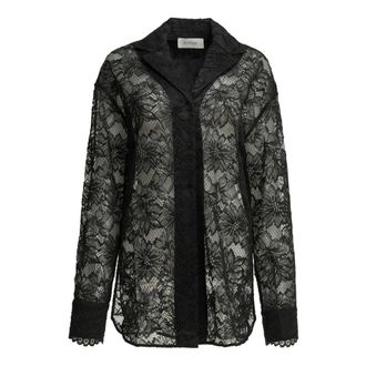 Sportmax Sportmax, Shirts, female, Black, Size: XS Camicia in pizzo floreale rebrod&egrave;