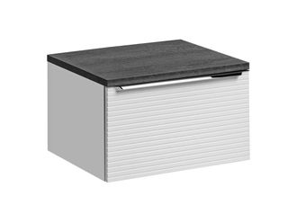 Vente-Unique Mueble de baño flotante blanco con encimera - 60 cm - LATOMA