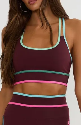 Beach Riot Anari Colorblocked Sports Bra in Raspberry Bloom Colorblock at Nordstrom, Size X-Large