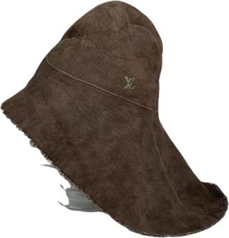 Louis Vuitton Pre-owned Leren Hoed - unisex - Vintage Accessoires - Bruin - ONE Size - Leer - Vintage