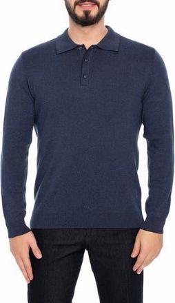 Vella Pais Long Sleeve Cotton Polo in Navy Blue at Nordstrom Rack, Size Xx-Large