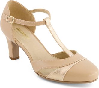 Andrea Womens T-Strap Bicolor Pumps In Pink
