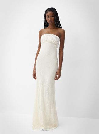 Icone Womens Sequined seashells pleated bust maxi dress