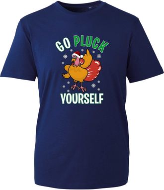 Generic Go Pluck Yourself T-Shirt, Funny Hen Joke Christmas Ugly Xmas Gift Unisex Kids Adults Top (Navy, L)