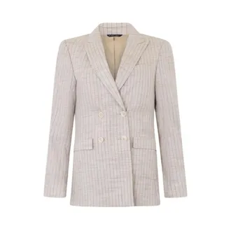 Brooks Brothers Pinstripe Cotton Blend Blazer - female - Brooks Brothers - Blazers - Beige - 2XS - Jackets