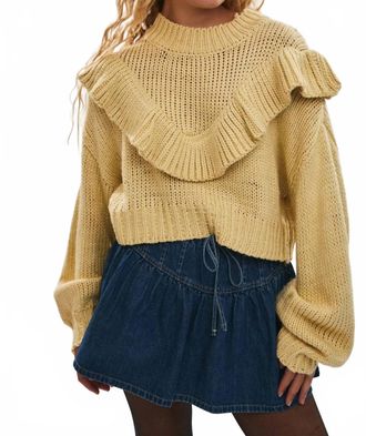 Le Lis Blanc Deux Ruffle Detail Sweater In Light Yellow