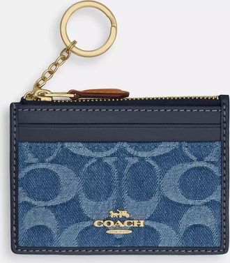 Coach Mini Skinny Id Case In Signature Denim