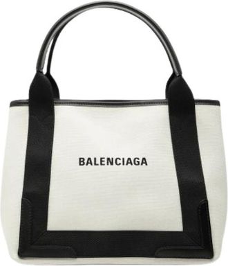 Balenciaga Pre-owned Tote Bags, female, White, Size: ONE SIZE Pre-owned Navy Cabas S
