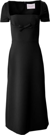 Carolina Herrera bow-detail square-neck midi dress - women - Polyurethane/Polyester - 6 - Black
