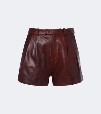 Arma High-rise leather shorts