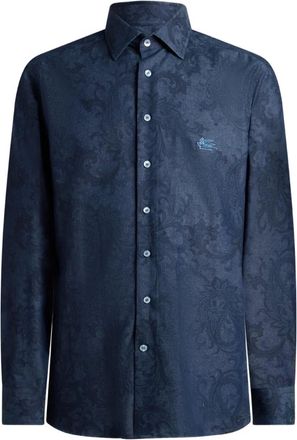 Etro Camicia denim con stampa paisley - Blu