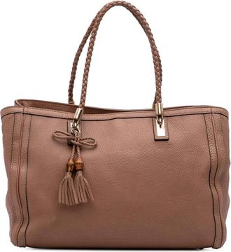 Gucci Pre-owned Tote Bags, female, Brown, Size: ONE SIZE Pre-owned Leather Tote Bag