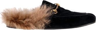 Gucci Pre-owned Womens Princetown Mule Flats in Black Velvet and Fur - Size EU 36