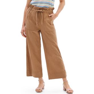 Hatley Tigers Eye Drawstring Linen Blend Wide Leg Pants in Brown at Nordstrom, Size X-Small