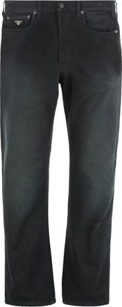 Prada Katoenen Straight Leg Jeans met Metalen Details - Heren - Regular Fit Jeans - Zwart - W31 - Katoen - Jeans