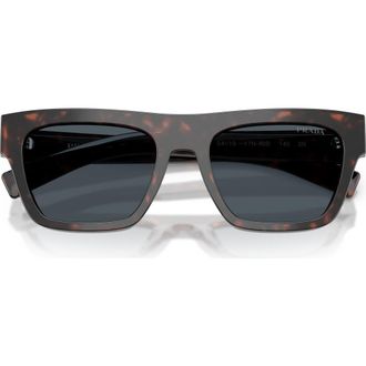 Prada 54mm Rectangular Sunglasses in Root Havana /Dark Grey at Nordstrom